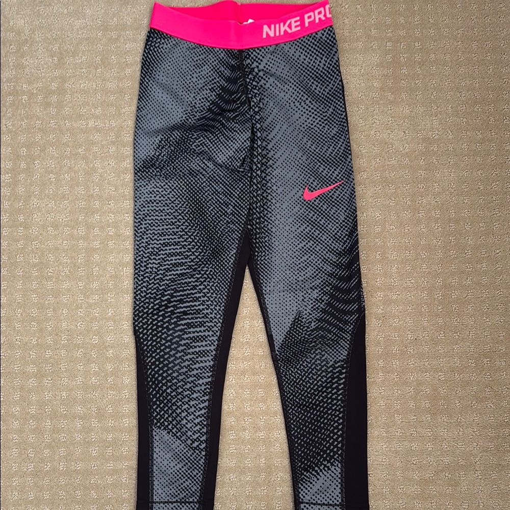 Nike Pro Black and Pink Patterned Leggings